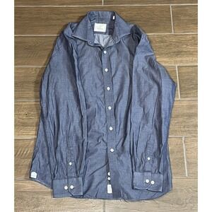 Todd Snyder Men's Shirt 16 34/35 Blue Solid Button Up Designer New York NY